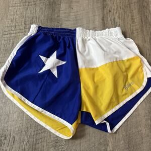 Tyler’s Texas Flag Running Shorts Adult Large Yellow White Blue Athletic